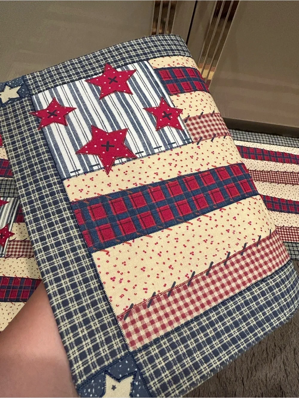 💙Set 4 Platemat quilt patchwork star flag🇺🇸